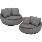Kit 02 Poltronas Para Sala De Estar Decorativa Giratória Kira M03 Linho Cinza - Lyam Decor
