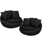 Kit 02 Poltronas Para Sala De Estar Decorativa Giratória Kira M03 material sintético Preto - Lyam Decor