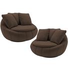 Kit 02 Poltronas Para Sala De Estar Decorativa Giratória Kira M03 Veludo Marrom - Lyam Decor