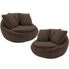 Kit 02 Poltronas Para Sala De Estar Decorativa Giratória Kira M03 Veludo Marrom - Lyam Decor