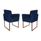 Kit 02 Poltronas Para Sala de Estar Klara Base Ferro Bronze Suede - Estopar