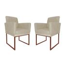 Kit 02 Poltronas Para Sala de Estar Klara Base Ferro Bronze Suede - Estopar