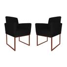 Kit 02 Poltronas Para Sala de Estar Klara Base Ferro Bronze Suede - Estopar