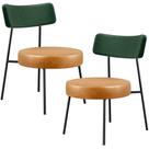 Kit 02 Poltronas Para Sala De Estar Londres L02 Facto Verde Musgo material sintético Whisky - Lyam Decor