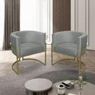 Kit 02 Poltronas para Sala Decorativa Luna Base Ferro Dourado Veludo Cinza Visan Estofados Kit 02 Poltronas para Sala Decorativa Luna Base Ferro Dourado Veludo Cinza Visan Estofados