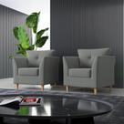 Kit 02 Poltronas Para Sala Decorativas Isis Suede Cinza Visan Estofados Kit 02 Poltronas Para Sala Decorativas Isis Suede Cinza Visan Estofados