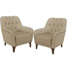 Kit 02 Poltronas Sala De Estar Com Tachas Base Fixa Blenda M03 Linho Bege Escuro - Lyam Decor Kit 02 Poltronas Sala De Estar Com Tachas Base Fixa Blenda M03 Linho Bege Escuro - Lyam Decor