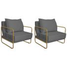 Kit 02 Poltronas Sevilha Base de Ferro Dourado Sintético - Doce Sonho Móveis