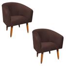 Kit 02 Poltronas Stella Suede Marrom Pés Palito Castanho