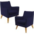 Kit 02 PoltronasTaroba D02 Veludo Azul Marinho C-304