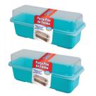Kit 02 Porta Pães de Forma Retangular De Plástico Com Tampa