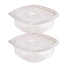 Kit 02 Potes Plástico 1 Litro Plasútil Geladeira Frutas Micro-ondas Fitness Cozinha Freezer Marmita