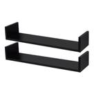 KIT 02 Prateleiras U MDF 60cm Preto Livros Decoração Cozinha Quarto Sala Escritório
