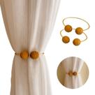 Kit 02 Prendedores de Cortina Aro dourado Com Madeira Torneada Kit 02 Prendedores de Cortina Aro dourado Com Madeira Torneada