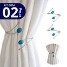 Kit 02 Prendedores de cortina de Metal Pedra Marmorizada Azul