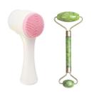 Kit 02 produtos Escova De Limpeza Facial 2 em 1 e Rolo Massageador De Pedra Jade - Mandala ROLO PEDRA VERDE