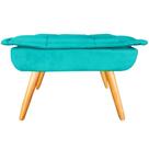 Kit 02 Puff Banqueta Opala Suede Azul Turquesa Pés Castanho Retrô para Sala Quarto Kit 02 Puff Banqueta Opala Suede Azul Turquesa Pés Castanho Retrô para Sala Quarto