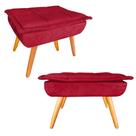 Kit 02 Puff Banqueta Opala Suede Vermelho Marsala Pés Castanho Retrô para Sala Quarto Kit 02 Puff Banqueta Opala Suede Vermelho Marsala Pés Castanho Retrô para Sala Quarto
