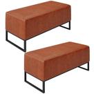 Kit 02 Puff Decorativo Para Sala de Estar Cléo W01 Base de Ferro 90 cm material sintético Camel - Lyam Decor