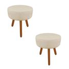 Kit 02 Puff Decorativo redondo suede Bege