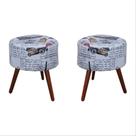 Kit 02 Puff Decorativo redondo Tecido suede Estampado Paris Vermelho Kit 02 Puff Decorativo redondo Tecido suede Estampado Paris Vermelho