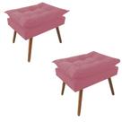 Kit 02 Puff Opala decorativo Pés em Madeira Sala de Estar Recepção Consultório material sintético Rosa Bebê - Damaffê Móveis Kit 02 Puff Opala decorativo Pés em Madeira Sala de Estar Recepção Consultório material sintético Rosa Bebê - Damaffê Móveis