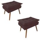 Kit 02 Puff Opala decorativo Pés em Madeira Sala de Estar Recepção Escritório Suede Marrom - KDAcanto Móveis Kit 02 Puff Opala decorativo Pés em Madeira Sala de Estar Recepção Escritório Suede Marrom - KDAcanto Móveis