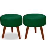 Kit 02 Puff Redondo Decorativo Panqueta De Apoiar Os Pés Suede Verde