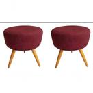 Kit 02 Puff Redondo Pés Palito Vinho / Bordô Kit 02 Puff Redondo Pés Palito Vinho / Bordô