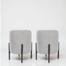 Kit 02 Puff Siena redondo tecido em linho pés de metal Puf moderno decorativo sala quarto