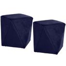 Kit 02 Puffs Ametista D02 Veludo Azul Marinho C-287