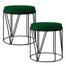 Kit 02 Puffs Aramado Preto Zaya L02 Suede Verde Musgo