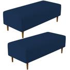 Kit 02 Puffs Bali Pés Palito 120x50 Cm Suede Azul Marinho