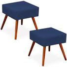 Kit 02 Puffs Banqueta Decorativa com Pés Palito Lívia W01 Suede Azul Marinho - Lyam Decor Kit 02 Puffs Banqueta Decorativa com Pés Palito Lívia W01 Suede Azul Marinho - Lyam Decor