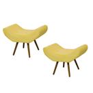 Kit 02 Puffs Banqueta Emília Suede Liso Amarelo - SA Móveis