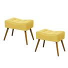 Kit 02 Puffs Banqueta Retangular Liso Amarelo - SA Móveis