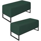 Kit 02 Puffs Cléo W01 Base Ferro 90 Cm Suede Verde Musgo