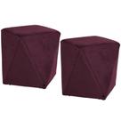 Kit 02 Puffs Decorativo Ametista D02 Veludo Marsala C-278