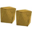 Kit 02 Puffs Decorativo Ametista D02 Veludo Mostarda C-279