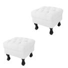 Kit 02 Puffs Decorativo Em Captonê Retrô Luis Xv Suede Branco - LM DECOR