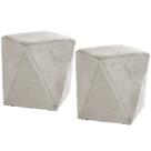 Kit 02 Puffs Decorativo Para Sala de Estar Ametista D02 Veludo Bege B-309 - Lyam Decor