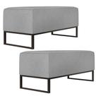 Kit 02 Puffs Decorativo Para Sala de Estar Cléo W01 Base de Ferro 90 cm Linho Cinza - Lyam Decor