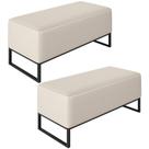 Kit 02 Puffs Decorativo Para Sala de Estar Cléo W01 Base de Ferro 90 cm Linho Cru - Lyam Decor