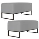 Kit 02 Puffs Decorativo Para Sala de Estar Cléo W01 Base de Ferro 90 cm Suede Cinza - Lyam Decor