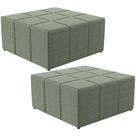 Kit 02 Puffs Decorativo Para Sala de Estar Quadrado Milano 90x90cm W01 Bouclê Oliva - Lyam Decor Kit 02 Puffs Decorativo Para Sala de Estar Quadrado Milano 90x90cm W01 Bouclê Oliva - Lyam Decor