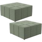Kit 02 Puffs Decorativo Para Sala de Estar Quadrado Milano 90x90cm W01 Bouclê Oliva - Lyam Decor Kit 02 Puffs Decorativo Para Sala de Estar Quadrado Milano 90x90cm W01 Bouclê Oliva - Lyam Decor