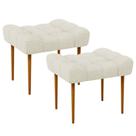 Kit 02 Puffs Decorativo Para Sala De Estar Requinte L02 Linho Champagne - Lyam Decor