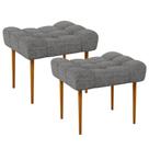 Kit 02 Puffs Decorativo Para Sala De Estar Requinte L02 Linho Cinza Escuro - Lyam Decor Kit 02 Puffs Decorativo Para Sala De Estar Requinte L02 Linho Cinza Escuro - Lyam Decor