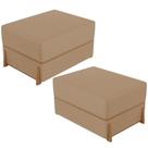 Kit 02 Puffs Decorativo Retangular Para Sala de Estar Domus L02 Linho Bege Escuro - Lyam Decor