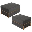 Kit 02 Puffs Decorativo Retangular Para Sala de Estar Domus L02 Linho Cinza Escuro - Lyam Decor